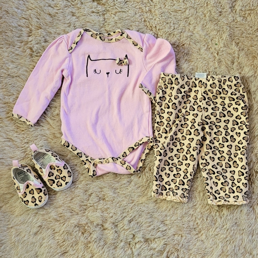 Baby Gear Leopard print 2-pc set & matching shoes